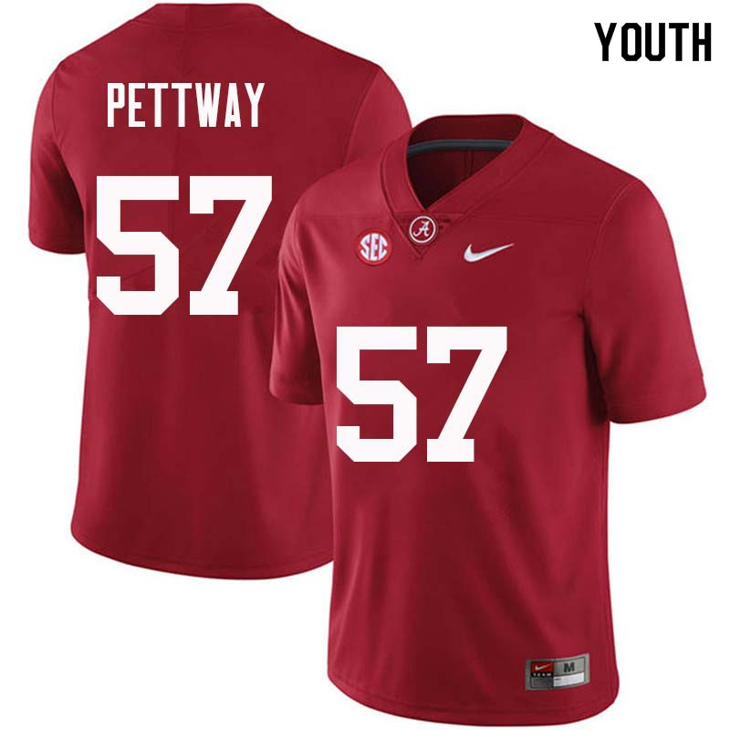 Youth #57 D.J. Pettway Alabama Crimson Tide College Football Jerseys Sale-Crimson
